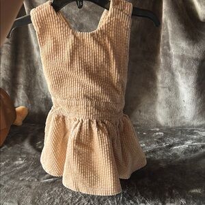 Omamimini Beige Corduroy Kids Dress